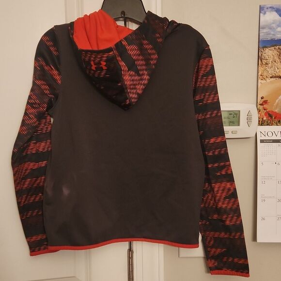 Under Armour Youth Coldgear Red & Gray Pullover Hoodie Size XL - Picture 6 of 8